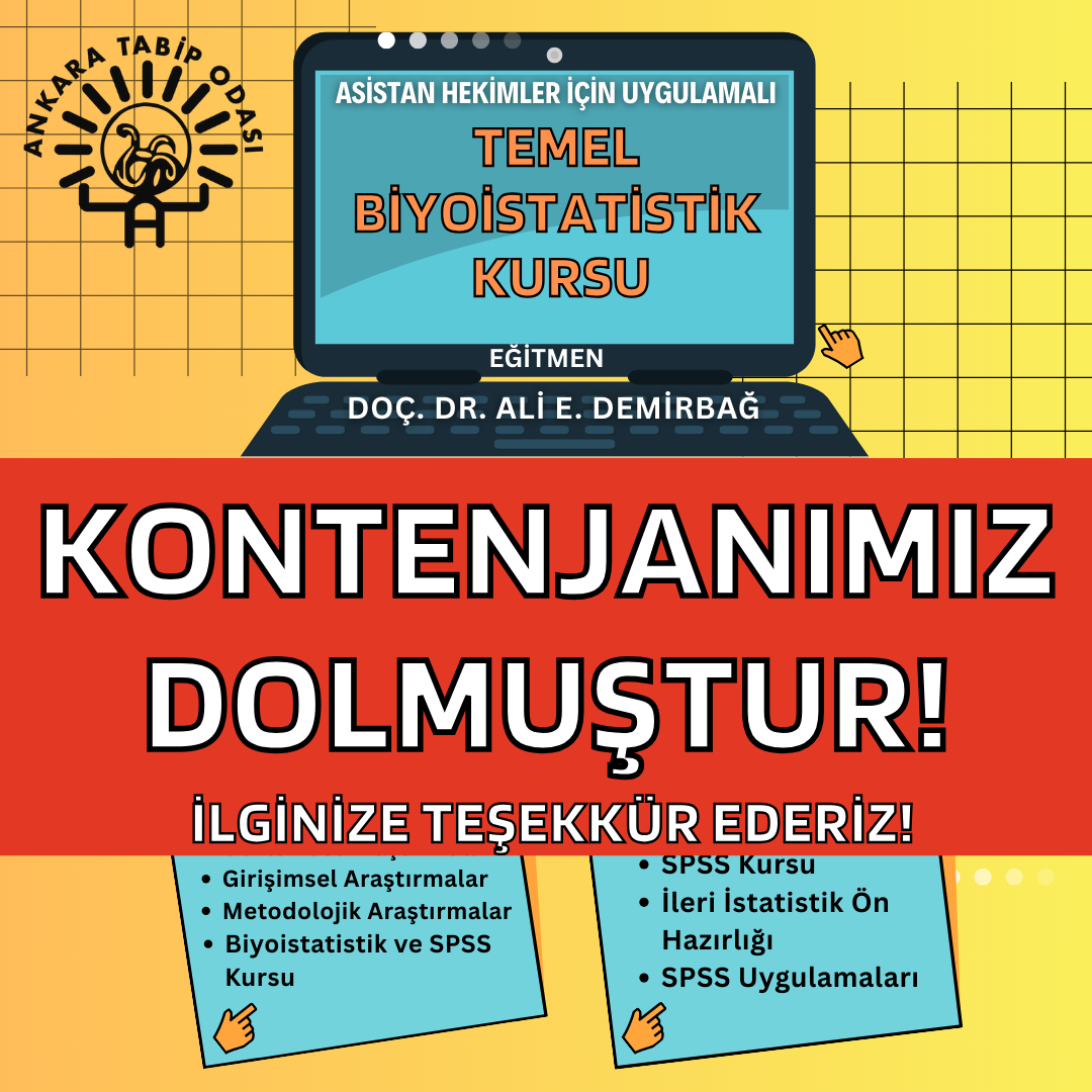ATO Asistan Hekimler için Uygulamalı Temel Biyoistatistik Kursu (10-11 Mayıs 2025)