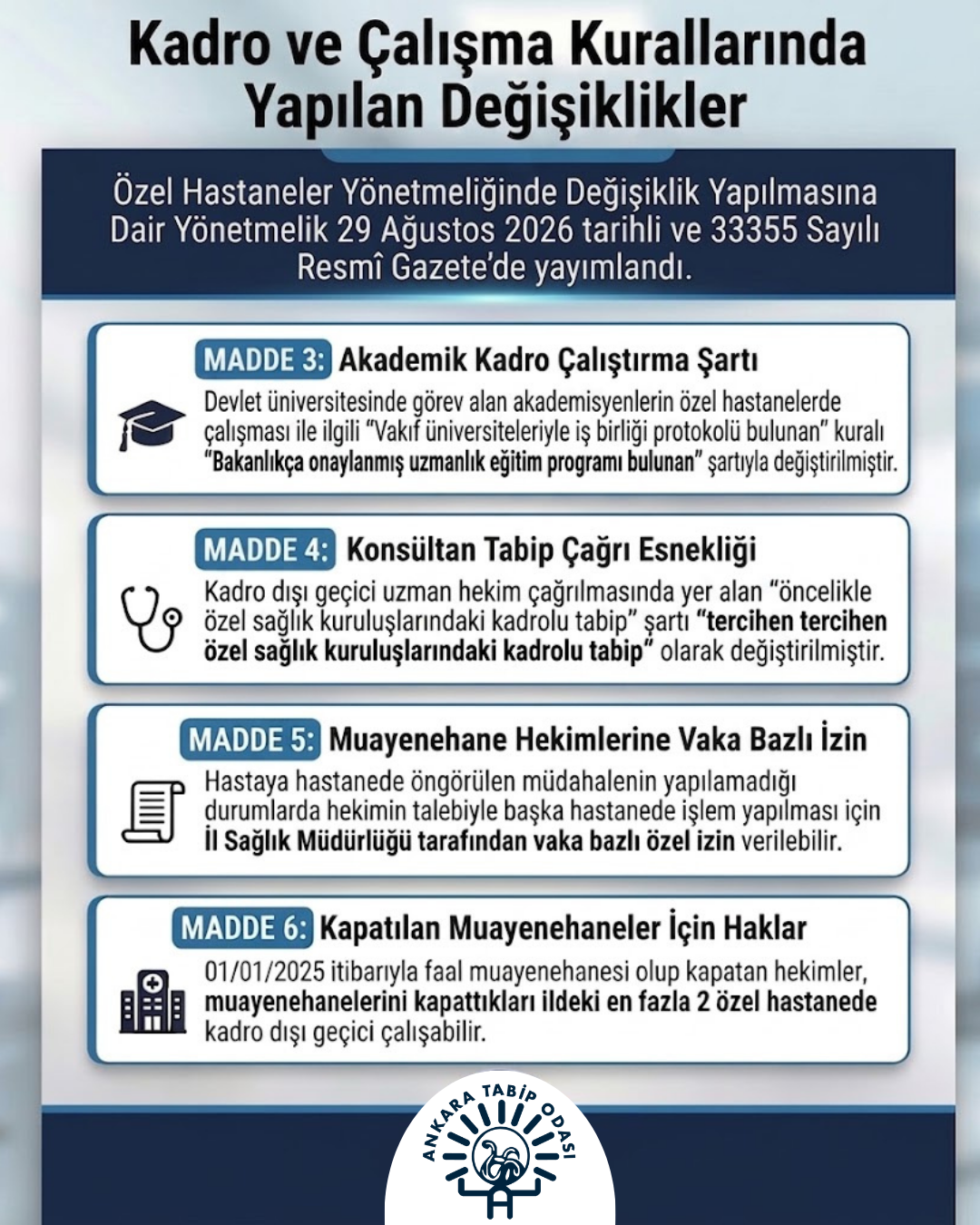 ATO Hukuk Bürosu "Özel Hastaneler Yönetmeliğinde Değişiklik Yapılmasına Dair Yönetmelik" Hakkında Bilgi Notu