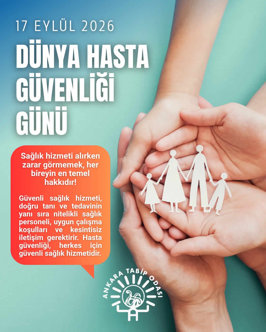 17 Eylül Dünya Hasta Güvenliği Günü: "Yaşam için güvenli bakım!"